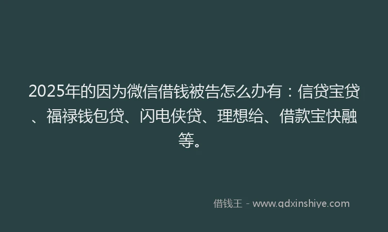 2025年的因为微信借钱被告怎么办有：信贷宝贷、福禄钱包贷、闪电侠贷、理想给、借款宝快融等。