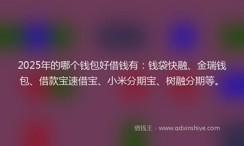 2025年的哪个钱包好借钱有：钱袋快融、金瑞钱包、借款宝速借宝、小米分期宝、树融分期等。
