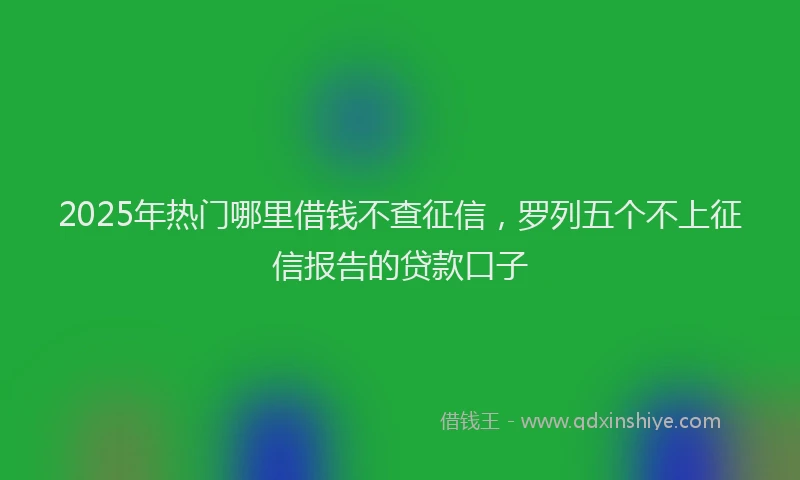 2025年热门哪里借钱不查征信，罗列五个不上征信报告的贷款口子