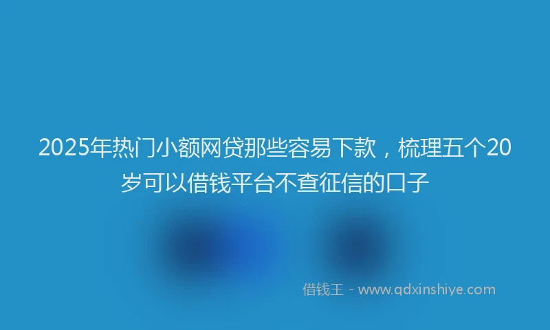 2025年热门小额网贷那些容易下款，梳理五个20岁可以借钱平台不查征信的口子