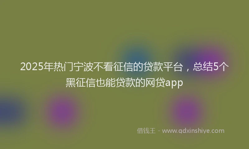 2025年热门宁波不看征信的贷款平台，总结5个黑征信也能贷款的网贷app