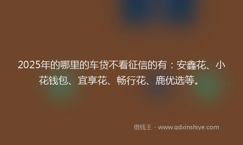 2025年的哪里的车贷不看征信的有：安鑫花、小花钱包、宜享花、畅行花、鹿优选等。