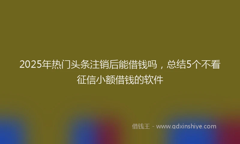2025年热门头条注销后能借钱吗，总结5个不看征信小额借钱的软件