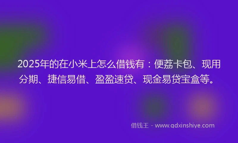 2025年的在小米上怎么借钱有：便荔卡包、现用分期、捷信易借、盈盈速贷、现金易贷宝盒等。