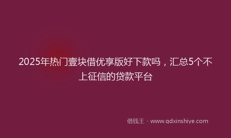 2025年热门壹块借优享版好下款吗，汇总5个不上征信的贷款平台