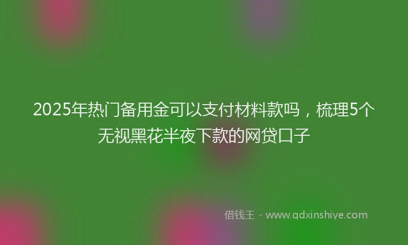 2025年热门备用金可以支付材料款吗，梳理5个无视黑花半夜下款的网贷口子