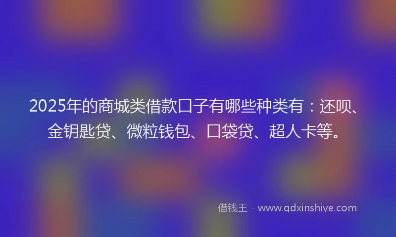 2025年的商城类借款口子有哪些种类有：还呗、金钥匙贷、微粒钱包、口袋贷、超人卡等。