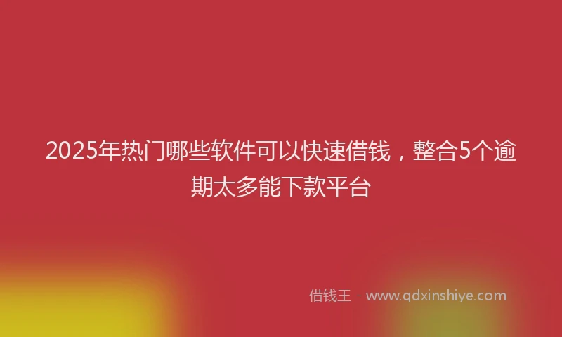 2025年热门哪些软件可以快速借钱，整合5个逾期太多能下款平台
