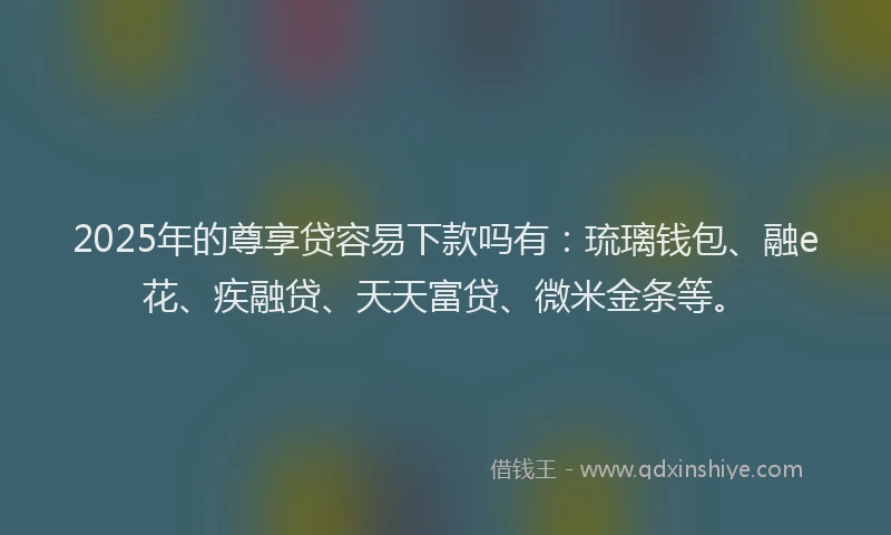 2025年的尊享贷容易下款吗有：琉璃钱包、融e花、疾融贷、天天富贷、微米金条等。