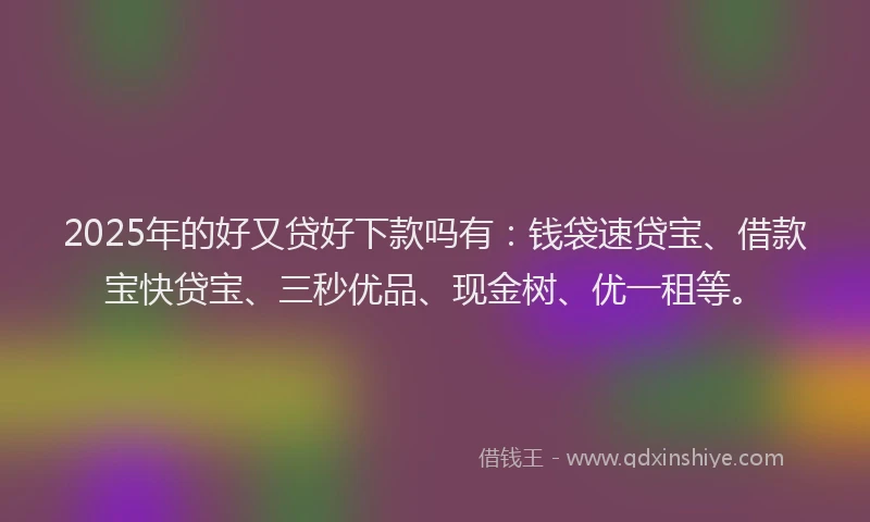 2025年的好又贷好下款吗有：钱袋速贷宝、借款宝快贷宝、三秒优品、现金树、优一租等。