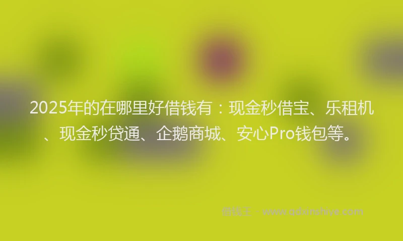 2025年的在哪里好借钱有：现金秒借宝、乐租机、现金秒贷通、企鹅商城、安心Pro钱包等。