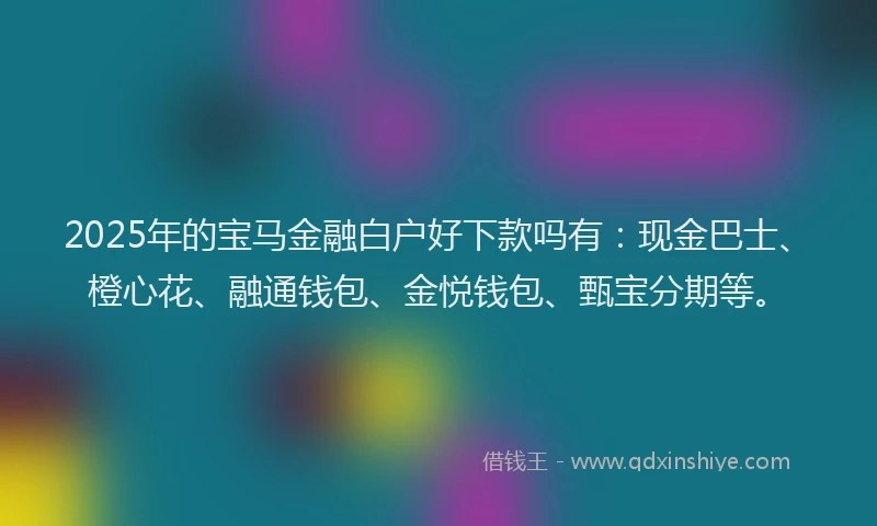 2025年的宝马金融白户好下款吗有：现金巴士、橙心花、融通钱包、金悦钱包、甄宝分期等。