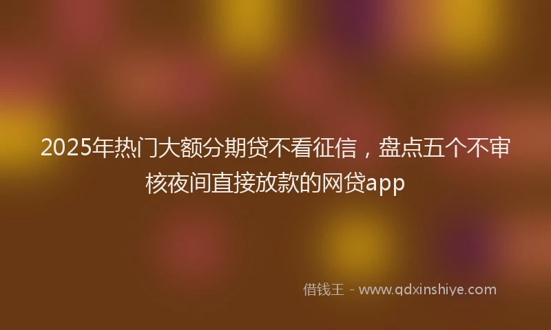2025年热门大额分期贷不看征信，盘点五个不审核夜间直接放款的网贷app