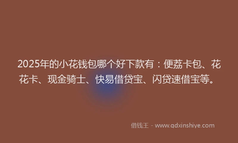 2025年的小花钱包哪个好下款有：便荔卡包、花花卡、现金骑士、快易借贷宝、闪贷速借宝等。