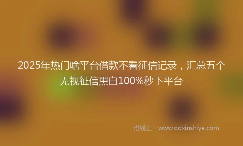 2025年热门啥平台借款不看征信记录，汇总五个无视征信黑白100%秒下平台