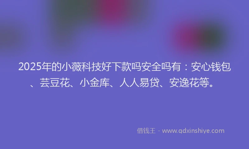 2025年的小薇科技好下款吗安全吗有：安心钱包、芸豆花、小金库、人人易贷、安逸花等。