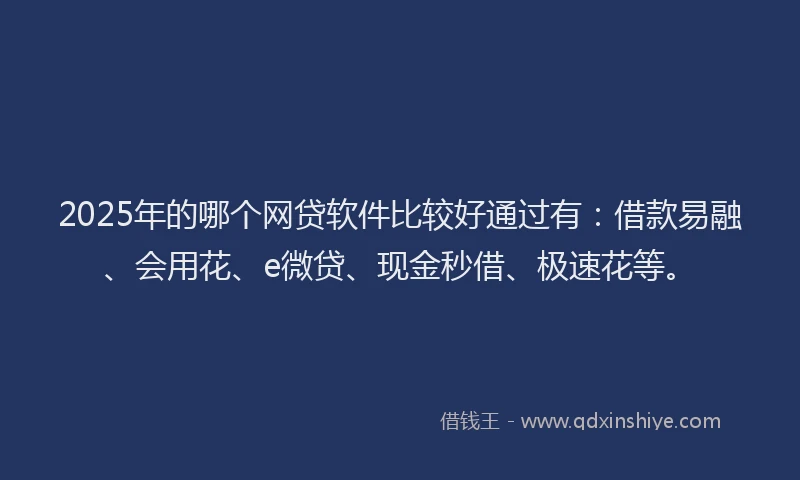 2025年的哪个网贷软件比较好通过有：借款易融、会用花、e微贷、现金秒借、极速花等。