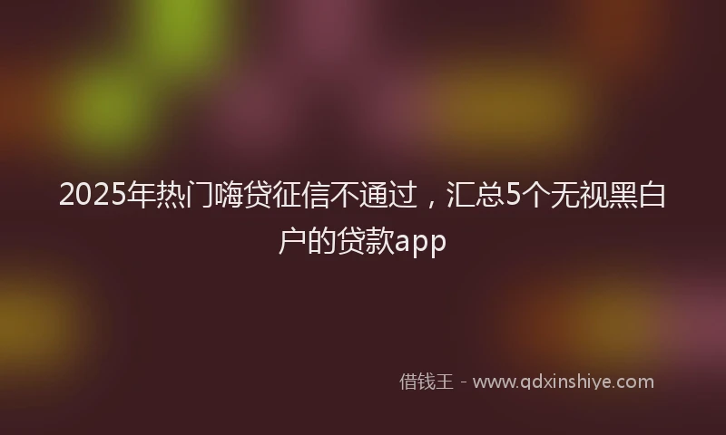 2025年热门嗨贷征信不通过，汇总5个无视黑白户的贷款app