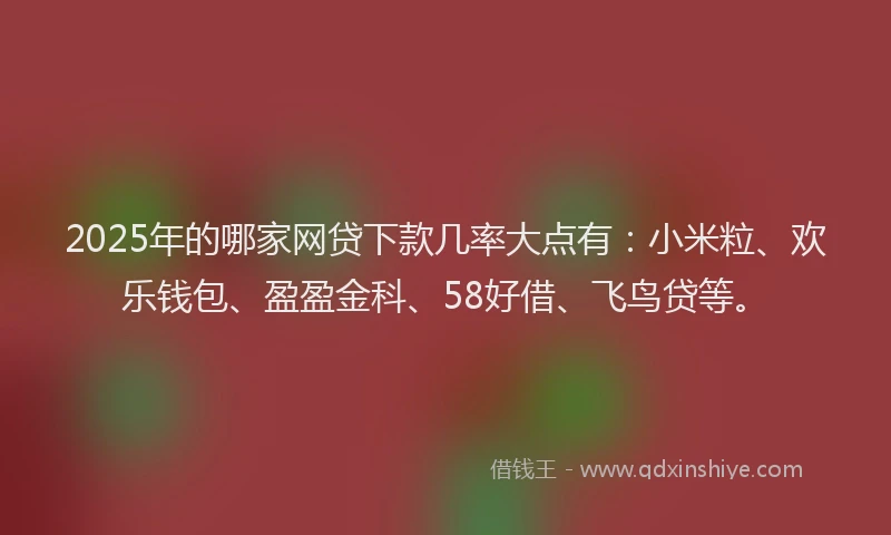 2025年的哪家网贷下款几率大点有：小米粒、欢乐钱包、盈盈金科、58好借、飞鸟贷等。