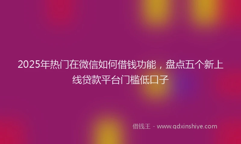2025年热门在微信如何借钱功能，盘点五个新上线贷款平台门槛低口子