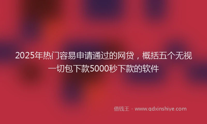 2025年热门容易申请通过的网贷，概括五个无视一切包下款5000秒下款的软件