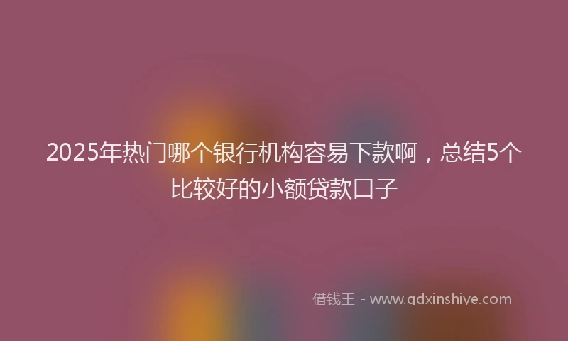2025年热门哪个银行机构容易下款啊，总结5个比较好的小额贷款口子