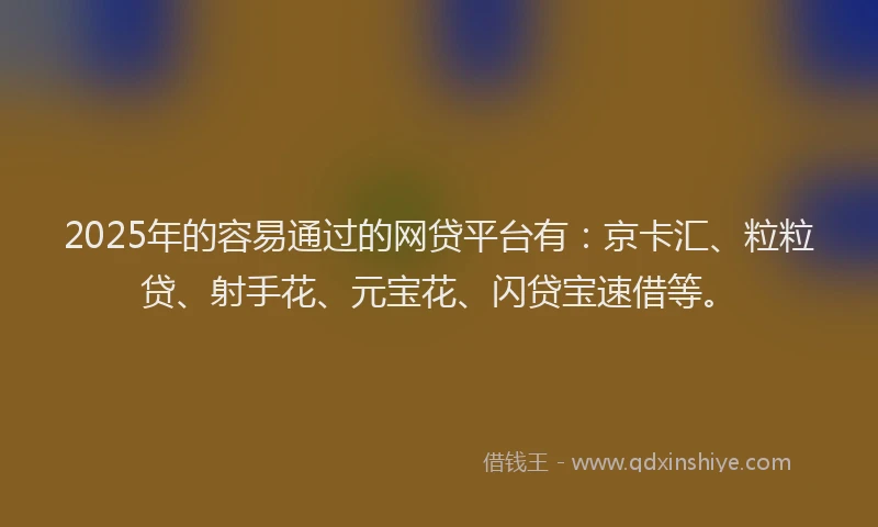 2025年的容易通过的网贷平台有：京卡汇、粒粒贷、射手花、元宝花、闪贷宝速借等。