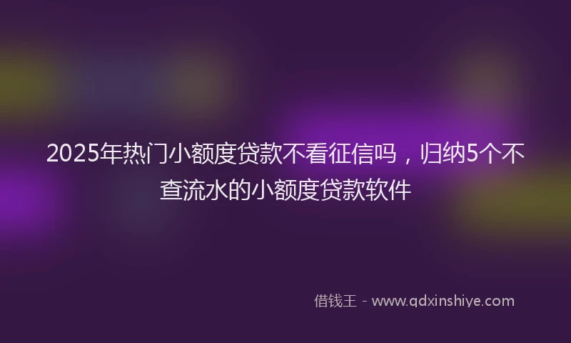 2025年热门小额度贷款不看征信吗，归纳5个不查流水的小额度贷款软件