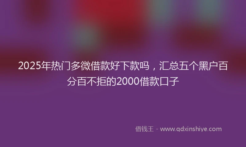 2025年热门多微借款好下款吗，汇总五个黑户百分百不拒的2000借款口子