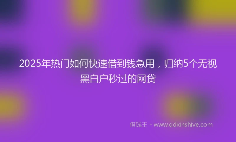 2025年热门如何快速借到钱急用，归纳5个无视黑白户秒过的网贷