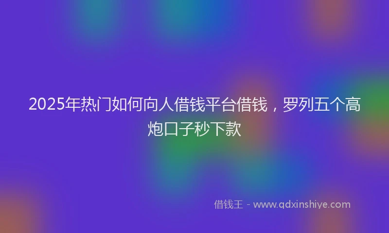 2025年热门如何向人借钱平台借钱，罗列五个高炮口子秒下款