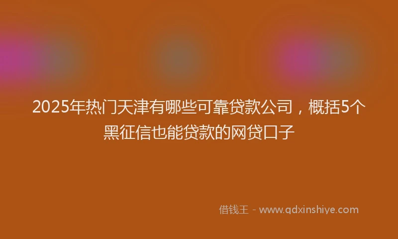 2025年热门天津有哪些可靠贷款公司，概括5个黑征信也能贷款的网贷口子
