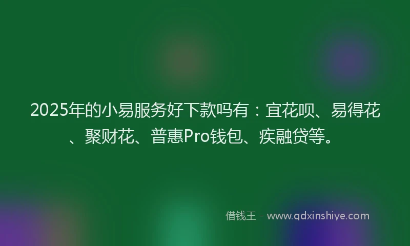 2025年的小易服务好下款吗有：宜花呗、易得花、聚财花、普惠Pro钱包、疾融贷等。