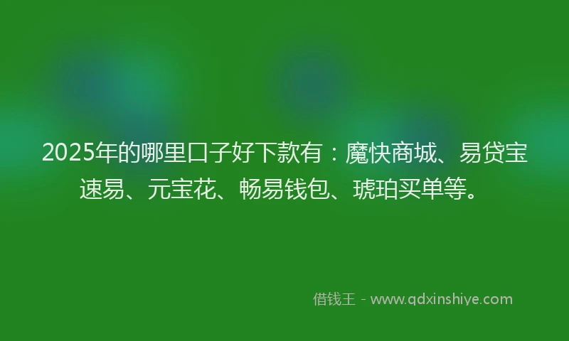 2025年的哪里口子好下款有：魔快商城、易贷宝速易、元宝花、畅易钱包、琥珀买单等。
