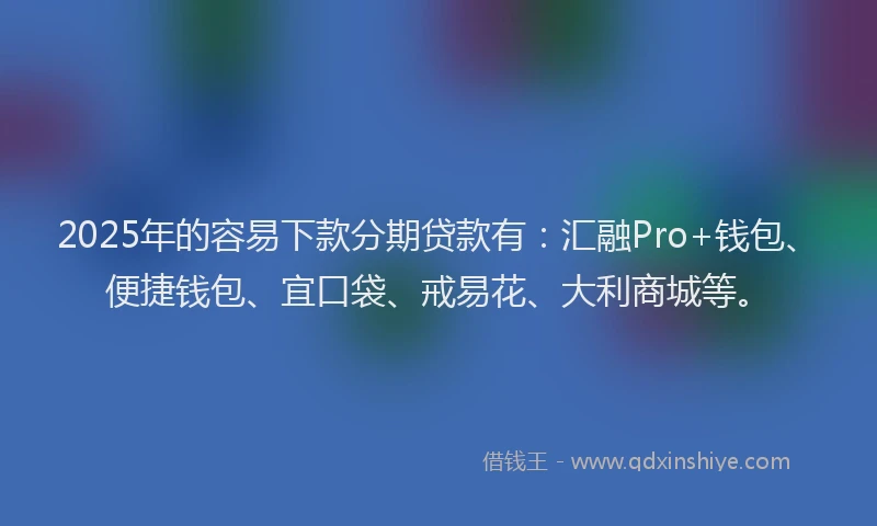 2025年的容易下款分期贷款有：汇融Pro+钱包、便捷钱包、宜口袋、戒易花、大利商城等。