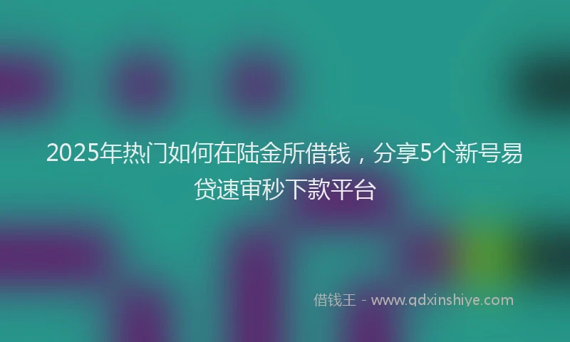 2025年热门如何在陆金所借钱，分享5个新号易贷速审秒下款平台