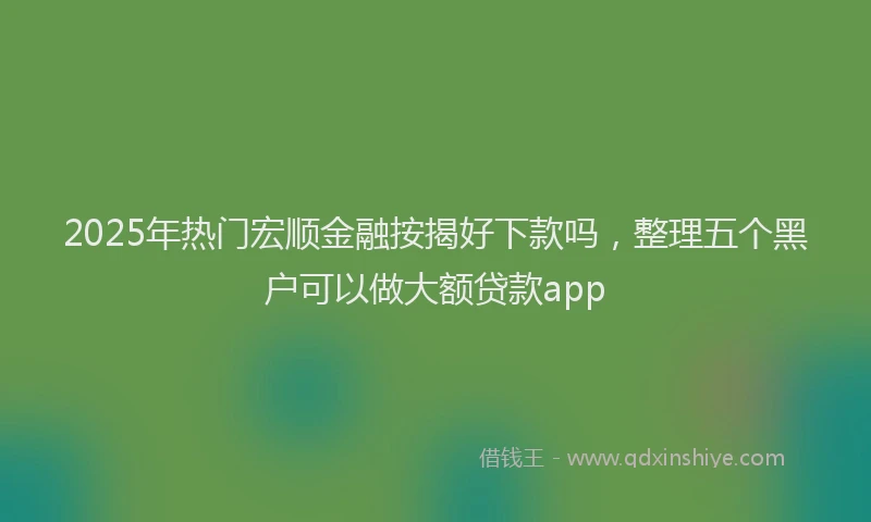 2025年热门宏顺金融按揭好下款吗，整理五个黑户可以做大额贷款app