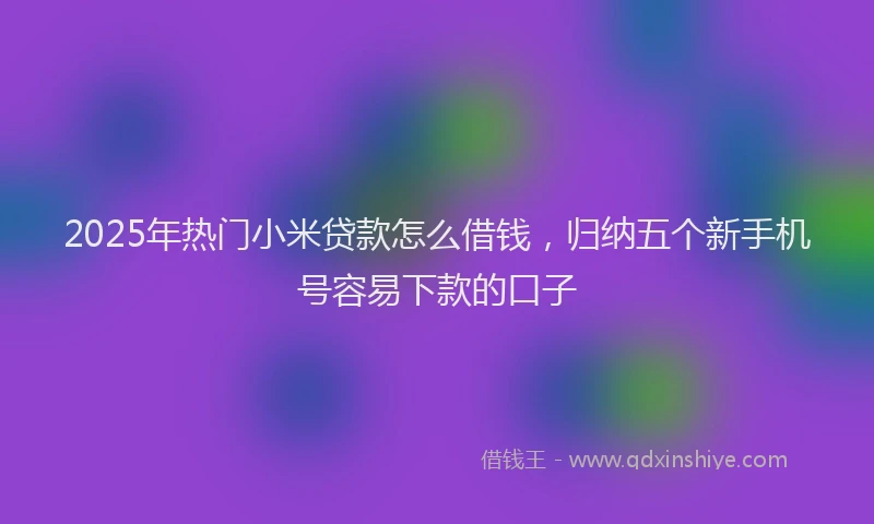 2025年热门小米贷款怎么借钱，归纳五个新手机号容易下款的口子