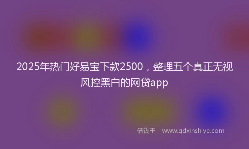 2025年热门好易宝下款2500，整理五个真正无视风控黑白的网贷app