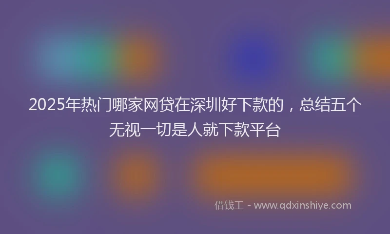 2025年热门哪家网贷在深圳好下款的，总结五个无视一切是人就下款平台