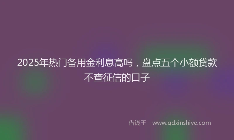 2025年热门备用金利息高吗，盘点五个小额贷款不查征信的口子