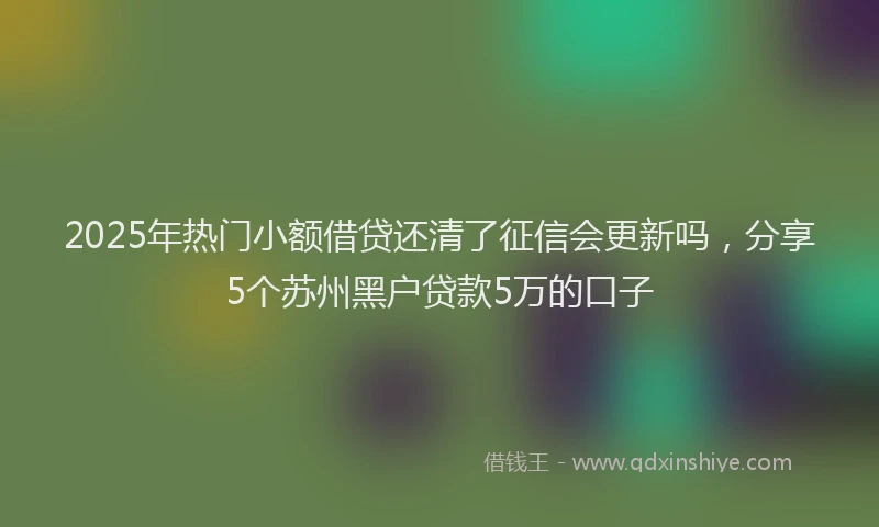2025年热门小额借贷还清了征信会更新吗，分享5个苏州黑户贷款5万的口子