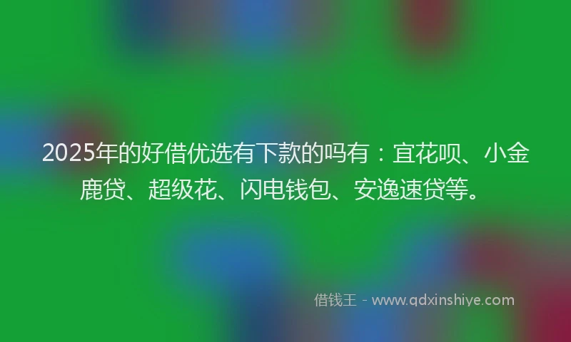 2025年的好借优选有下款的吗有：宜花呗、小金鹿贷、超级花、闪电钱包、安逸速贷等。