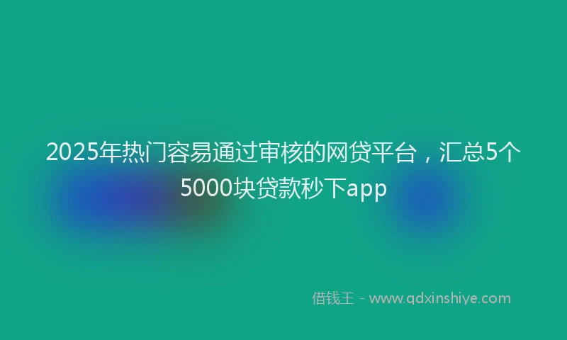 2025年热门容易通过审核的网贷平台，汇总5个5000块贷款秒下app