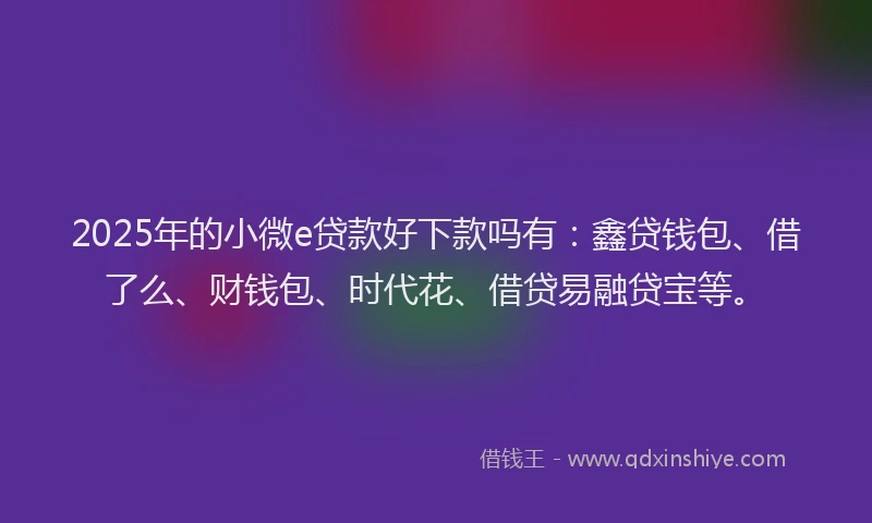 2025年的小微e贷款好下款吗有：鑫贷钱包、借了么、财钱包、时代花、借贷易融贷宝等。