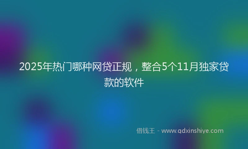 2025年热门哪种网贷正规，整合5个11月独家贷款的软件