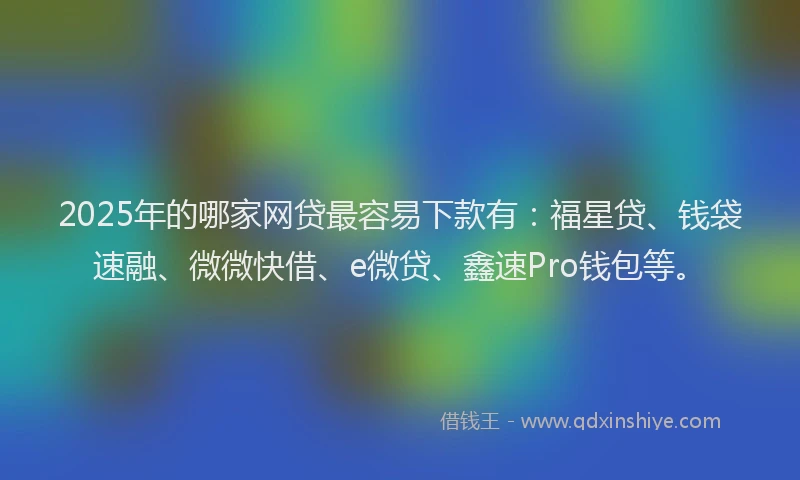 2025年的哪家网贷最容易下款有：福星贷、钱袋速融、微微快借、e微贷、鑫速Pro钱包等。