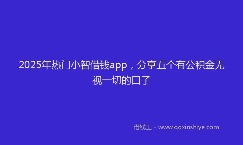 2025年热门小智借钱app，分享五个有公积金无视一切的口子