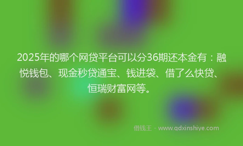2025年的哪个网贷平台可以分36期还本金有：融悦钱包、现金秒贷通宝、钱进袋、借了么快贷、恒瑞财富网等。