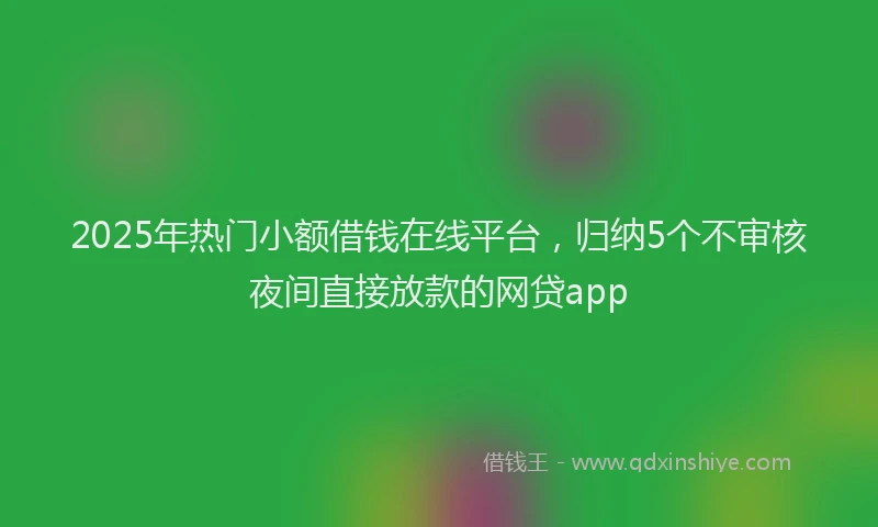 2025年热门小额借钱在线平台，归纳5个不审核夜间直接放款的网贷app